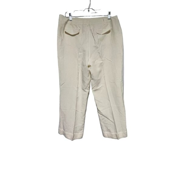 Emanuel Women's Regular Fit Straight Leg Trouser Linen Pants White Size 14 - Picture 2 of 5